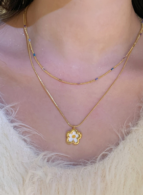 气质ins风双层花朵项链女时尚