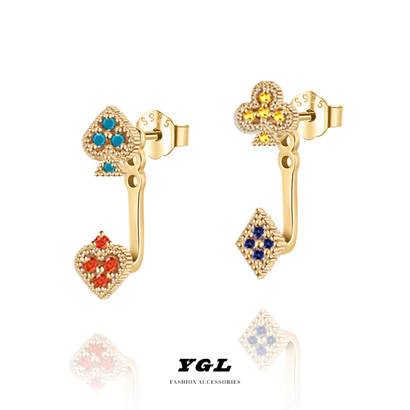 个性轻奢梅花红桃设计耳环个性