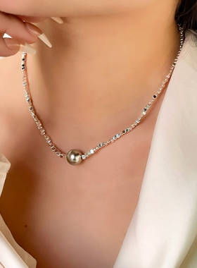 高级感不规则碎银子串珠外贸项链