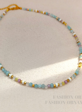 韩国气质夏季小清新贝壳串珠项链