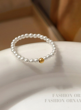 YGL复古简约珍珠戒指气质优雅日常通勤指环个性时尚新款食指戒女