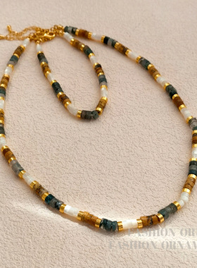 新中式中古风天然石串珠项链