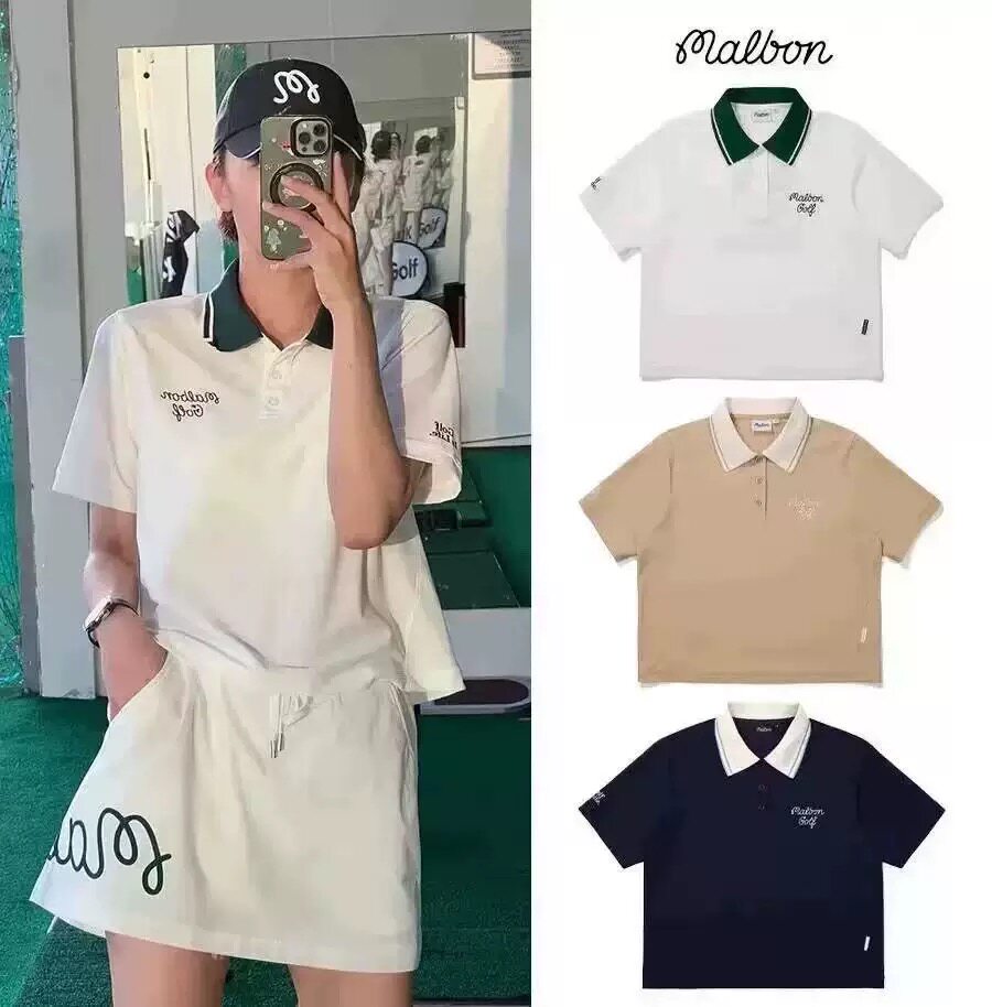 26新款韩国高尔夫服装女士球服翻领短袖Polo衫运动休闲短袖T恤衫