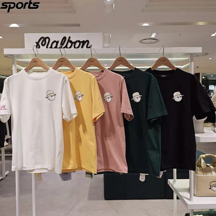 男女情侣同款25春夏款韩国malbon高尔夫服装圆领字母秋短袖T恤代