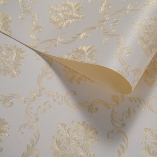 金黄色3D欧式 奢华立体家用防水壁纸 卧室客厅背景酒店美容院 墙纸