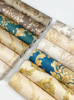 深蓝色3D欧式浮雕墙纸奢华个性深色 KTV酒店美容院大背景堂壁纸