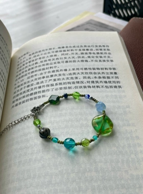 琉璃苔古 春意原创手链小众设计捷克琉璃手链一只童手作