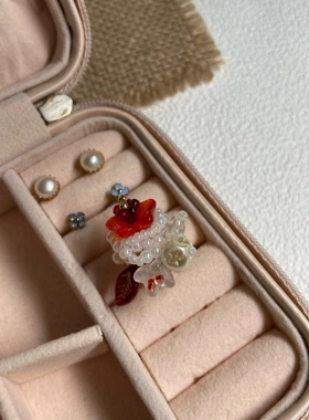 新年戴点红色小众手工戒指