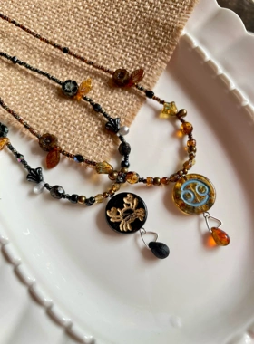 巨蟹座专属项链 原创饰品 一只童手作 捷克琉璃项链