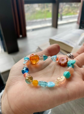 感受这春风 原创手串小众设计弹力绳款 捷克琉璃手链 一只童手作