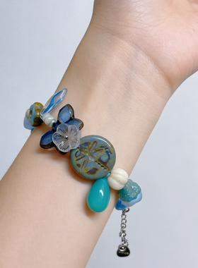 原创手作复古蓝色手链