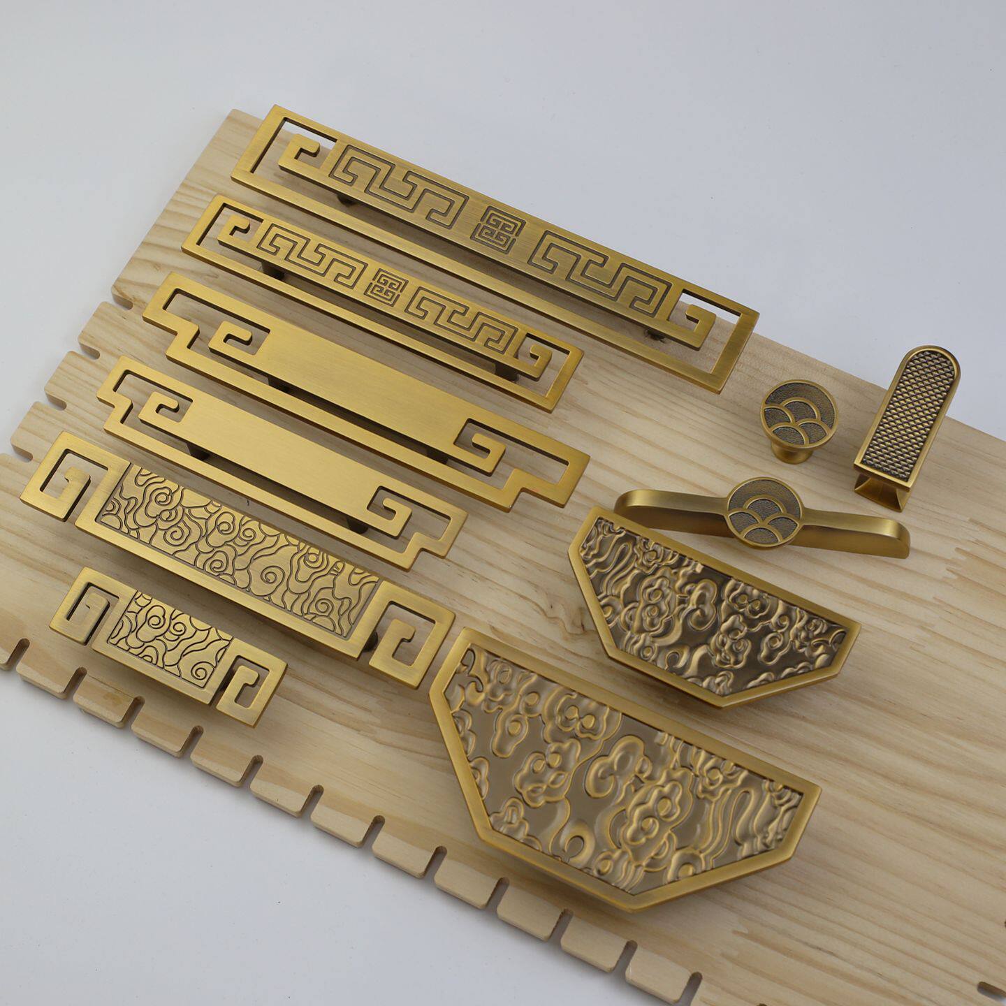 新中式柜门拉手合金抽屉橱柜轻奢家具金色仿古红木家具衣柜门把手