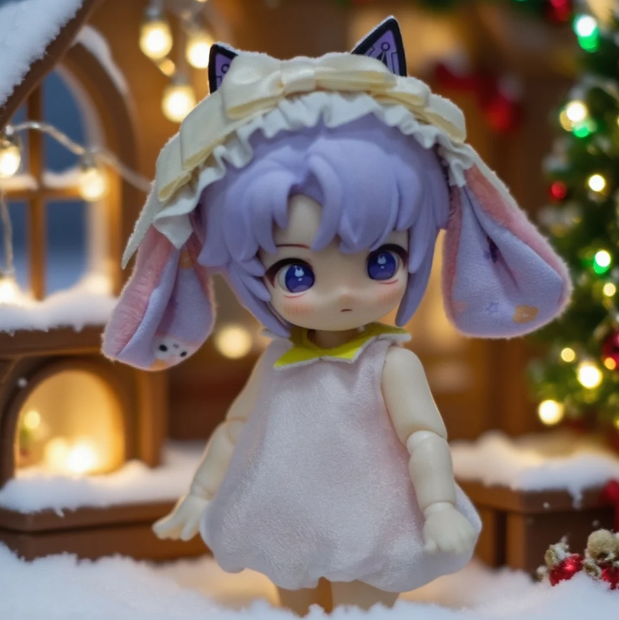 OB11/BJD娃衣兔耳帽可外穿套装