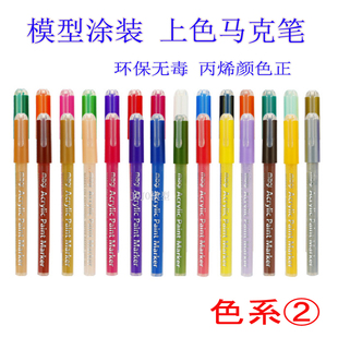 高达军事模型手办 涂装上色补色勾线 丙烯马克笔