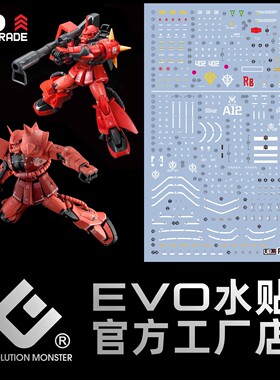 RG夏亚扎古水贴 红扎古 真红闪电 强尼莱汀 红有三 高清 荧光 EVO