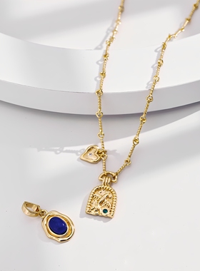 S925银镀18K金法式小众复古轻奢精品锁骨链新款不掉色项链女