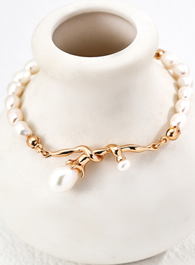 S925银镀18K金时尚珍珠手链