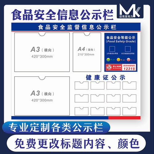 食品安全信息健康证宣传栏