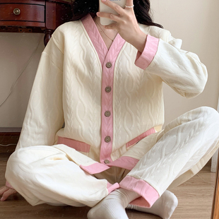 月子服秋冬天产后纯棉哺乳孕妇睡衣女春秋款季空气棉家居服装喂奶