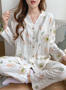 带胸垫云朵棉春夏季孕妇睡衣哺乳衣薄款吸汗透气产后秋喂奶套装