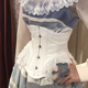 25cm短款 钢骨碎花下胸围紧身胸衣纯色蕾丝宫廷公主洛丽塔白色腰封