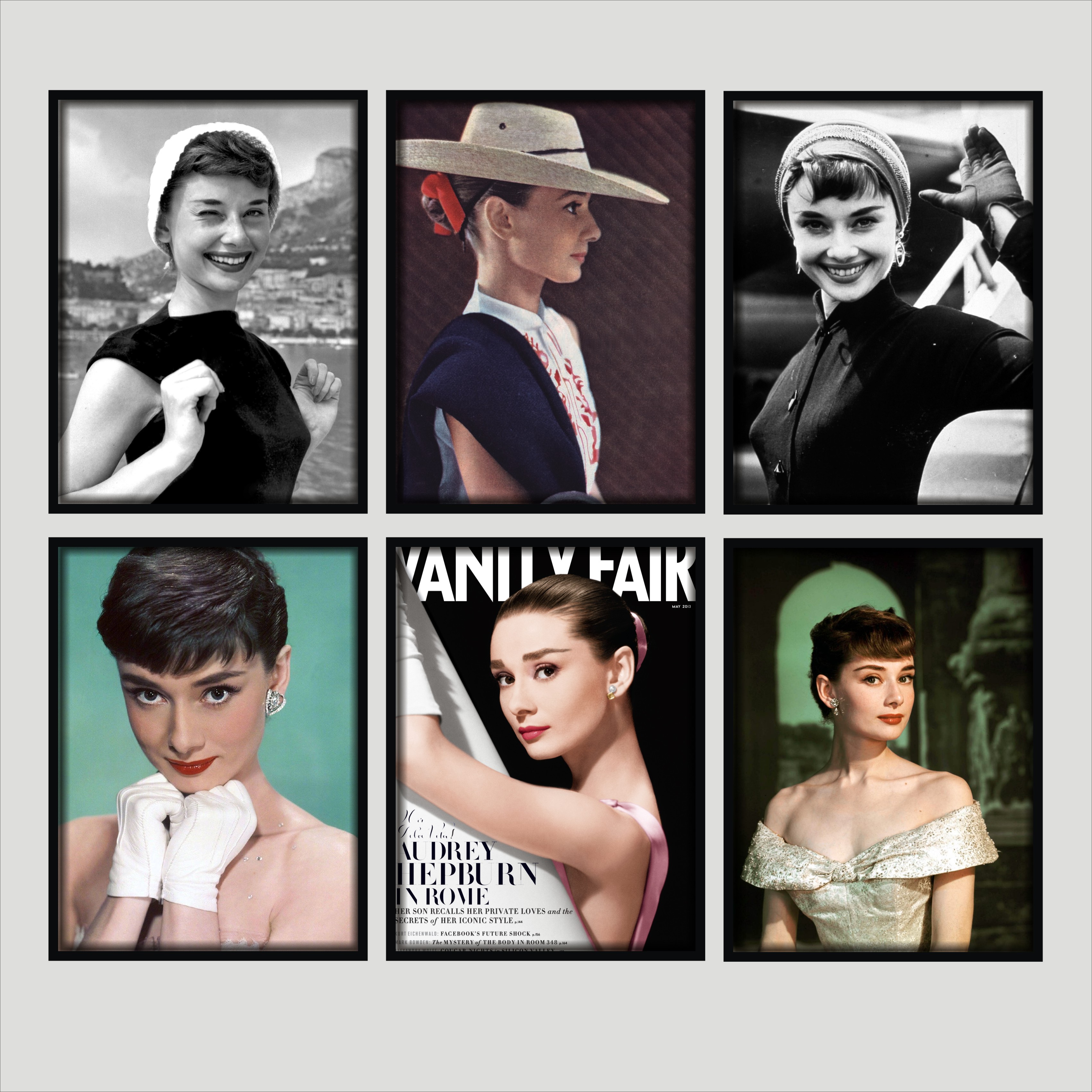 奥黛丽赫本装饰画经典复古明星挂画服装店背景墙画有框经典壁画