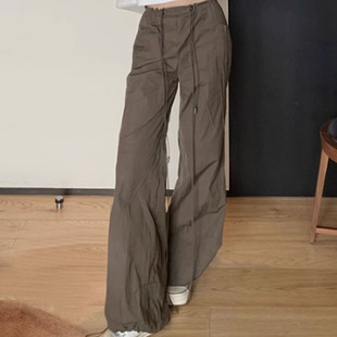 【特价清仓】樊樊早安降落伞裤工装裤女运动风低腰美式束脚休闲裤