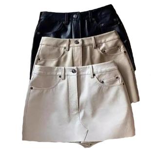 樊樊 早安百搭质感哑光肌理PU皮短裙裤女春季显瘦遮胯半身裙短裤