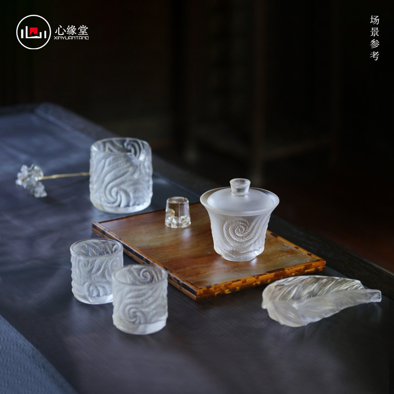 心缘堂琉璃茶器套装【行云流水套装】品茗杯功夫杯茶杯琉璃茶具