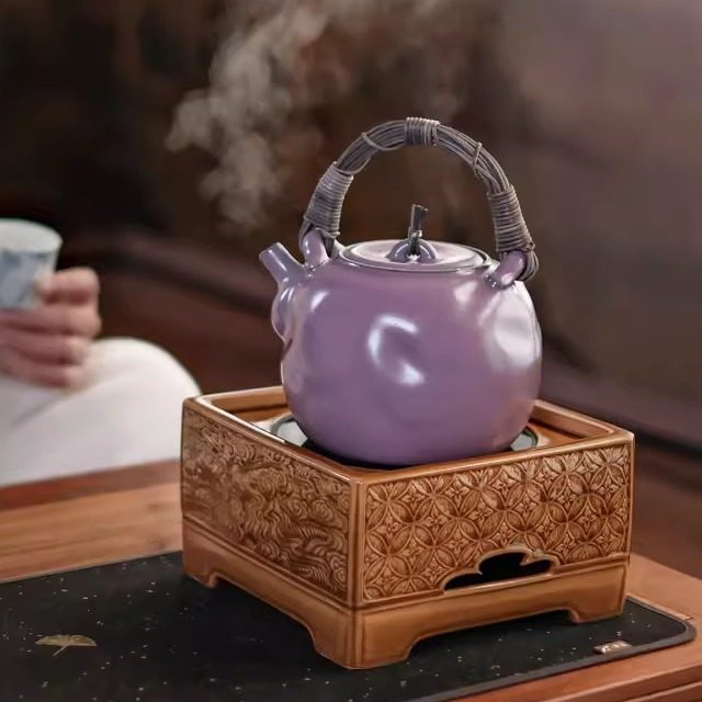 梵山堂苏打釉暮云紫色听云提梁壶景德镇手工陶瓷茶具煮茶烧水壶