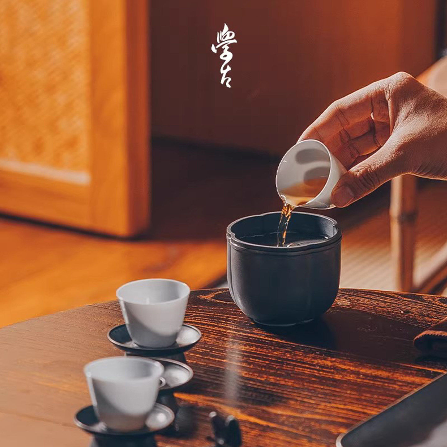 学古纯锡海棠建水洗古钱纹带盖茶渣缸功夫茶具茶道配件水盂小茶洗