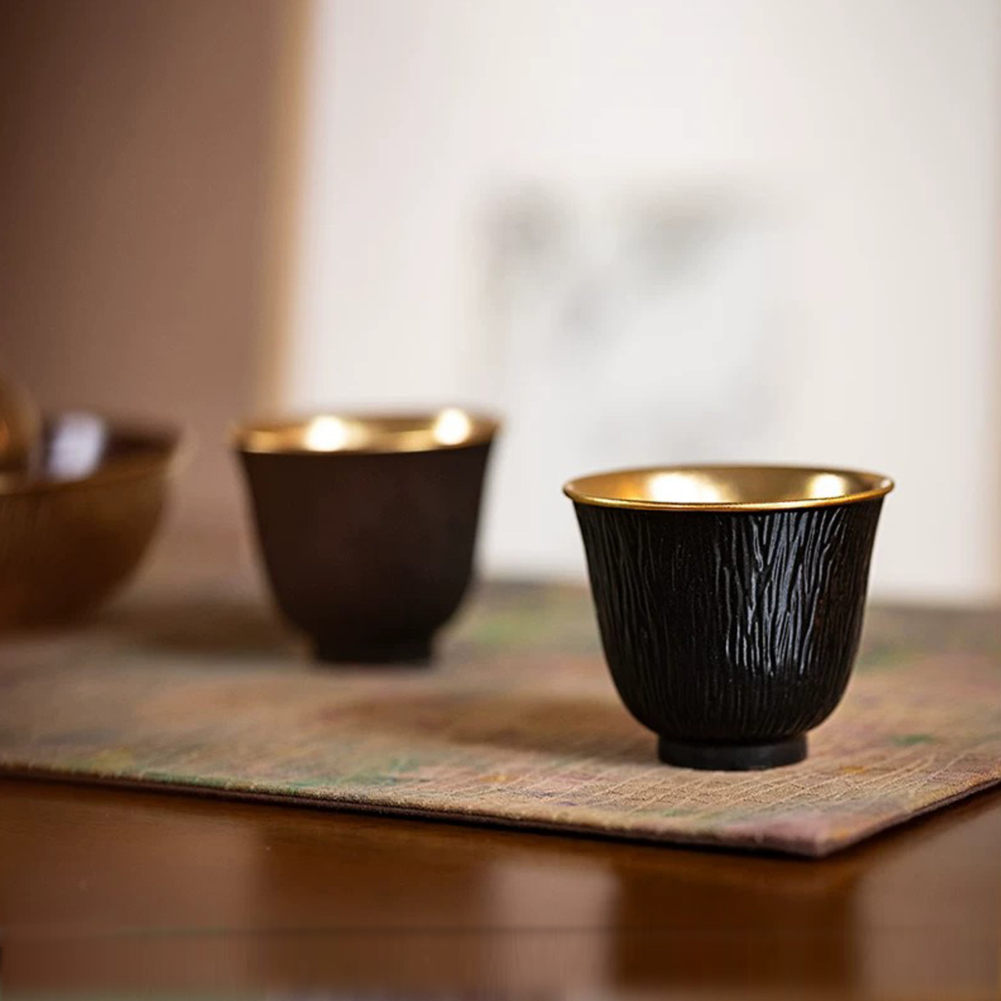 霖松堂金丝万缕花神杯景德镇纯手工鎏金陶瓷功夫茶具茶杯主人杯