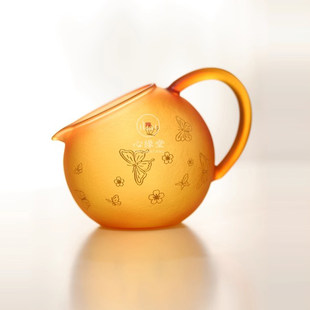 心缘堂十二花神琉璃公道杯琥珀色功夫茶具分茶器温茶器鹰嘴匀茶杯
