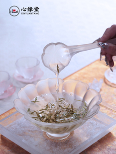 心缘堂琉璃碗泡水盂花笺琉璃盏功夫茶具夏季冷泡绿茶碗果盘茶点盘