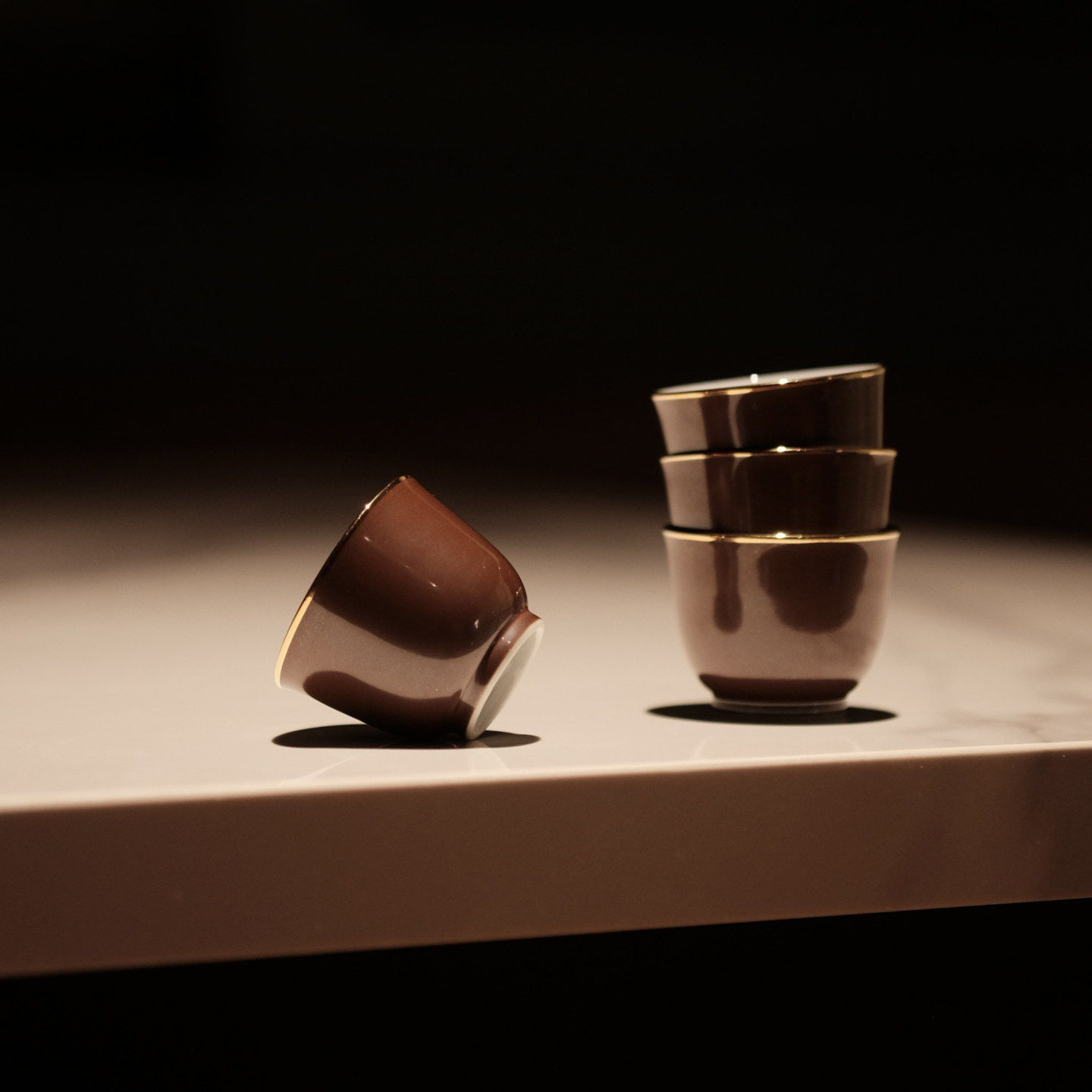 半斋紫金釉镶口金钟杯茶杯景德镇陶瓷功夫茶具单色釉品茶主人杯