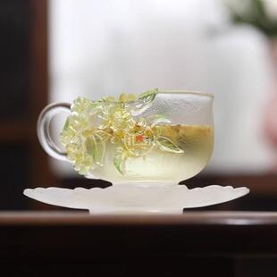 心缘堂琉璃十二花神杯咖啡杯带托盘套组品茗杯主人杯下午茶花茶杯