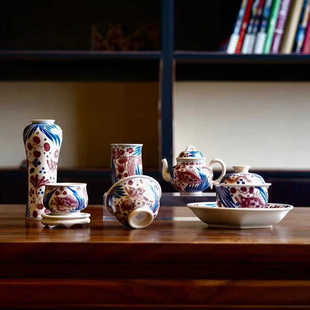 霖松堂青花釉里红鱼藻宫灯壶景德镇手绘陶瓷茶具茶杯单个泡茶壶