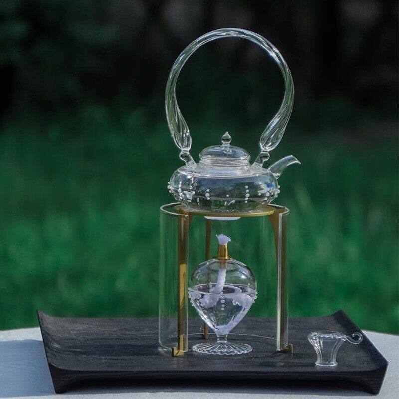 十卿手工吹制耐热玻璃茶壶高颜值煮花果茶电陶炉明火提梁烧水壶