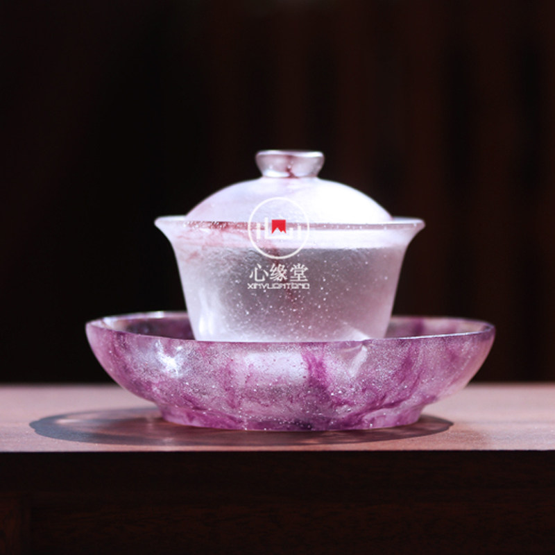 心缘堂琉璃宋葵花洗壶承茶席摆设置景盖碗托盘果盘功夫茶具配件