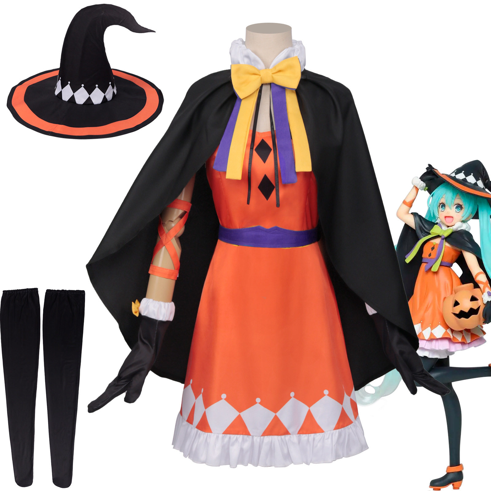 2022万圣节初音未来cos服南瓜裙cosplay女装角色扮演舞台裙子套装