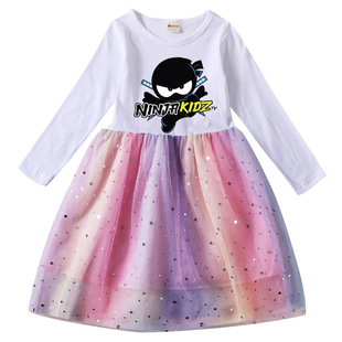 2022忍者小子女童长袖春秋连衣裙Ninja kidz公主裙纱裙纯棉上衣薄