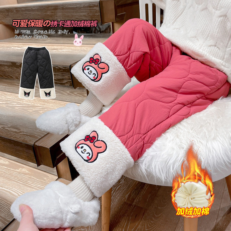 melody女童冬季加绒阔腿裤美乐蒂库洛米加厚保暖裤子洋气宝宝棉裤