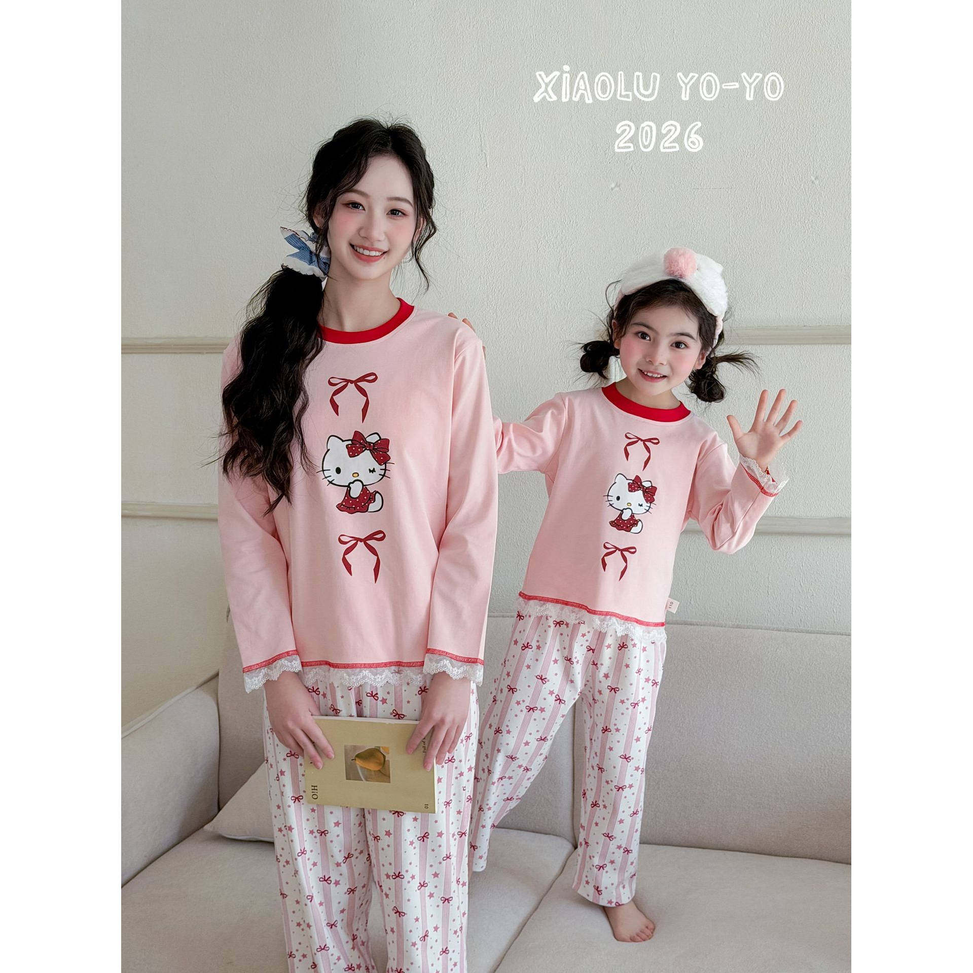 hellokitty亲子家居服薄款长袖睡衣2026春秋中大童卡通美乐蒂套装