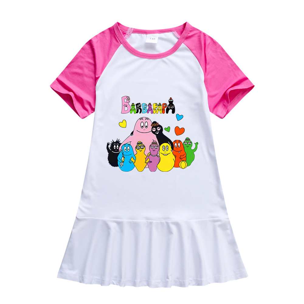 Barbapapa女童插肩袖白色连衣裙