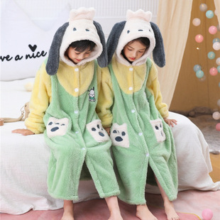 pochacco帕恰狗女童睡衣秋冬睡袍连帽法兰绒加厚家居服2023秋冬季