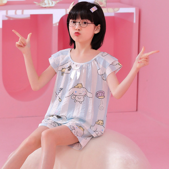 玉桂狗睡衣女童圆领短袖泡泡棉皱布卡通公主风薄家居服大童2024夏,女士内衣/男士内衣/家居服,睡衣/家居服套装,淘宝优惠券,粉丝福利购,淘宝优惠卷