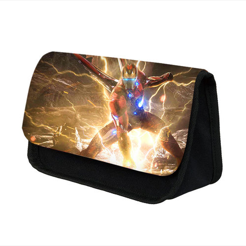 漫威复仇者双层笔袋涤纶卡通可爱男童铅笔袋时尚文具袋小学生2023