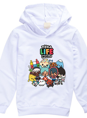 toca boca儿童长袖卫衣托卡生活世界卡通宝宝 2023春秋连帽上衣薄