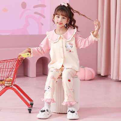 hellokitty纯棉秋季宝宝开衫睡衣