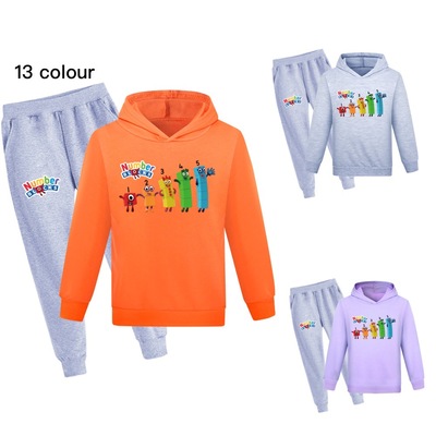 数字积木儿童秋卫衣长裤运动套装